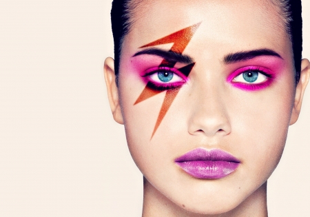 Make-up - girl, pink, orange, make-up, white, purple, woman, model, face