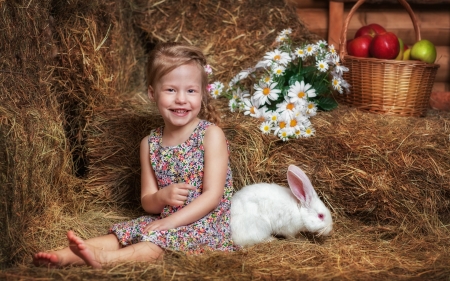 Cute Girl - sweet, rabbit, girl, cute