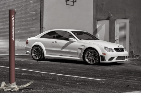 Mercedes-CLK-63 - 2door, white, clk, custom wheels