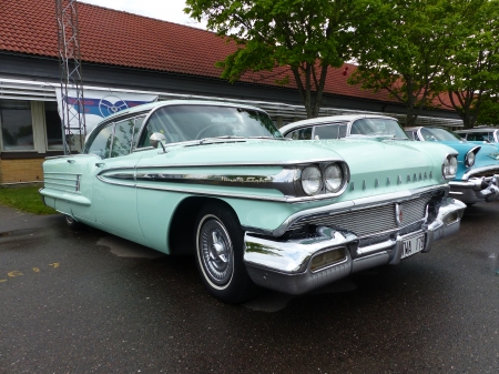 Cadillac - street, Nossebro, trees, cars, Sweden, show, building