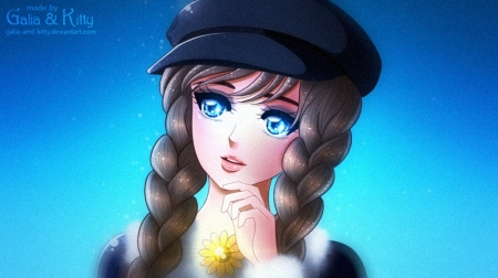 Anime - anime, girl, hat, blue