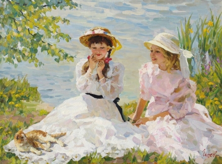 Painting - painting, girls, art, enjoying