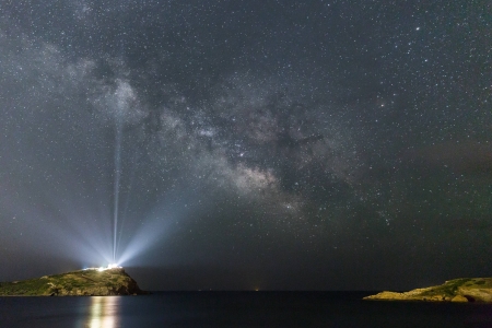 The Milky Way over the Temple of Poseidon - fun, stars, galaxy, cool, space