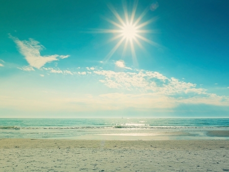 Summer Beach - clouds, sea, sand, wave