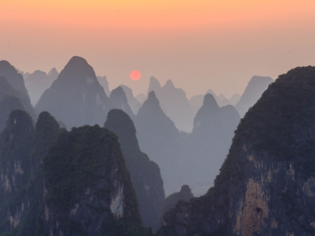 China sunset - nature, fun, mountain, cool, sunset