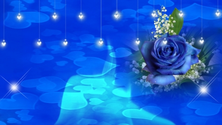 ~*~ Blue Abstract ~*~ - abstract, blue rose, romantic abstract, HD wallpaper, blue, cute, hearts