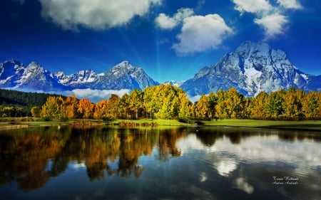 Lake  Mountains - nature, lakes, sky, landscape, trees, reflection, clouds, mountains