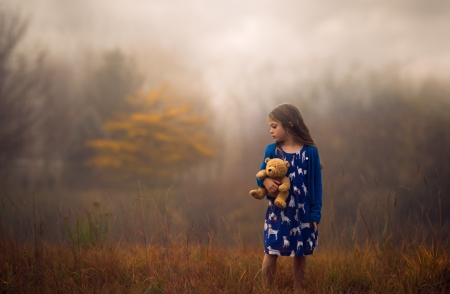 Girl - lady, cute, teddybear, photography, abstract