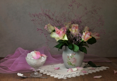 Flowers - flowers, still life, pink, soft