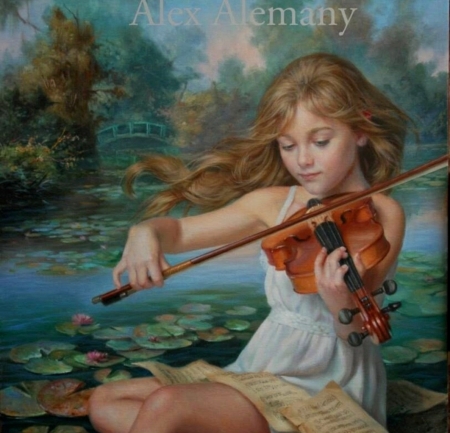 Painting - music, painting, violin, girl