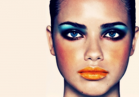 Make-up - make-up, white, blue, woman, model, girl, face, orange