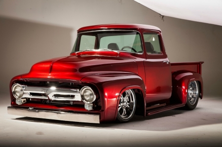 1956-Ford-F-100 - classic, pickup, 1956, ruby red