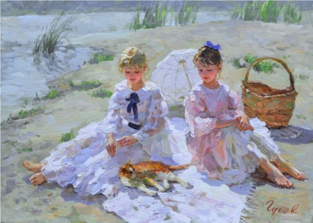 Painting - painting, girls, art, enjoying