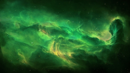 Echoes of the Void 2 - Tyler Creates Worlds - 3D render, space, gases, galaxies, green, stars