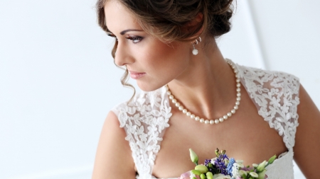 Bride - face, flowers, girl, bridal