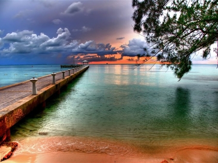 Splendor - beach, sunset, sea, clouds