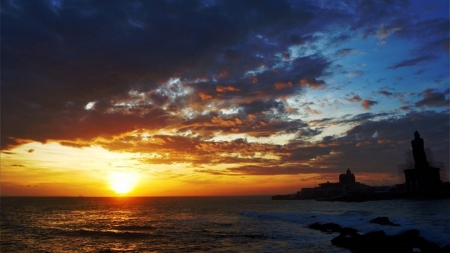 Beautiful Sunset - beach, sunset, sea, clouds