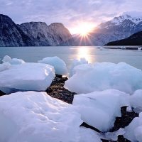 Blocks of Ice on the River