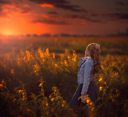 Girl - lady, girl, photography, field, suset, model