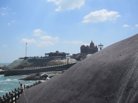 A VIEW FROM THE  THIRUVALLUVAR  ROCK - VIVEKANANDA ROCK, KANYAKUMARI, MEMORIAL, INDIA