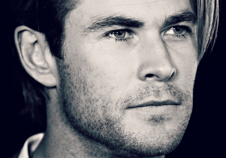 Chris Hemsworth - white, face, man, chris hemsworth, actor, black