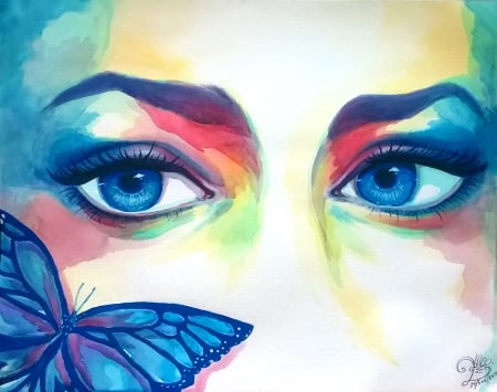 Art - art, butterfly, abstract, eyes