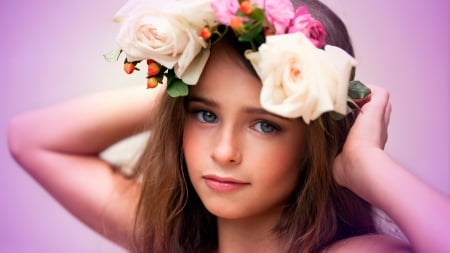 Cute Little Girl - flowers, girl, wreath, photography