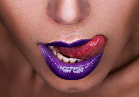 Tasty purple - purple, make-up, mouth, lips, tongue, lipstick, woman