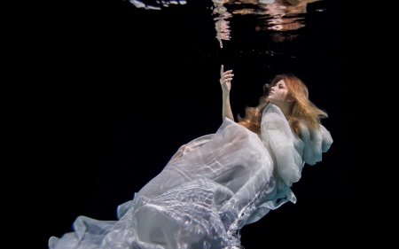 Touch - woman, touch, girl, creative, black, model, underwater, white, situation