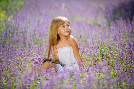 Girl - field, photography, purple, girl