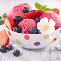 Ice cream and berries