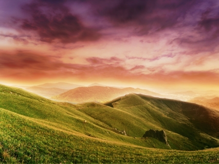 Multicolor Hill - hill, nature, landscape, clouds