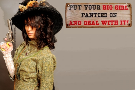 Cowgirl Message - women, fun, saloon, female, guns, hats, models, western, girls, cowgirls, style, signs