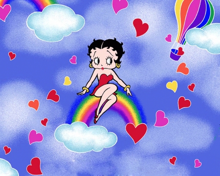 betty boop - boop, heart, rainbow, betty, cloud