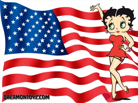 betty boop - american, boop, flag, betty