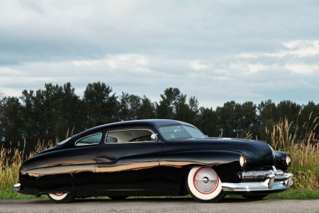 1950-Mercury-Coupe - black, led sled, hotrod, whitewalls