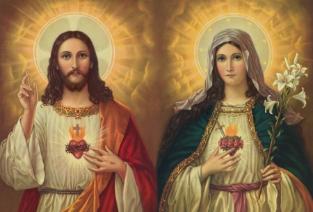 Sacred Hearts - christ, jesus, heart, mary, god, virgin