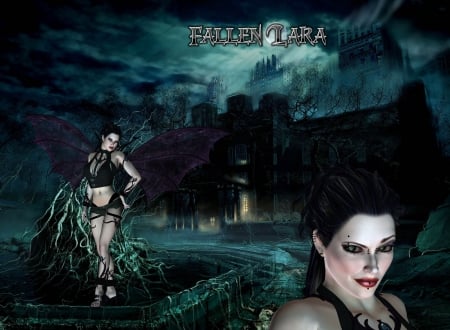 FallenLaraCroft - Fallen, Tomb Raider, Fantasy, Lara Croft, Dark