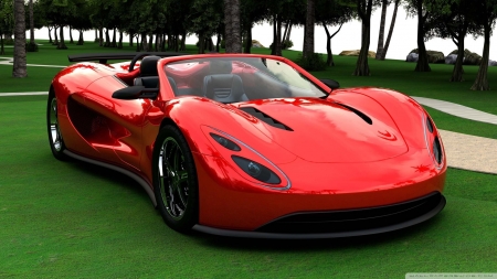 red supercar - supercar, converitable, red, classic