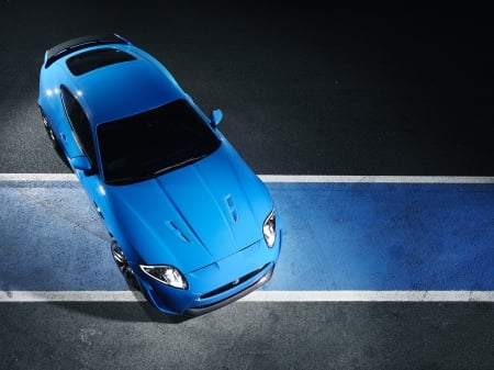 jaguar xkr s - jaguar, track, british, blue