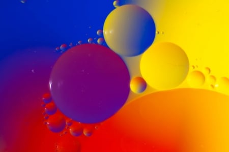 Water bubbles - abstract, water, yellow, drops, orange, purple, red, bubbles, texture, glass