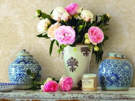 Still Life - bouquet, flowers, blossoms, vase