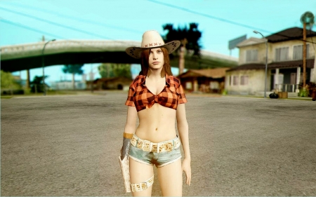 Gunslinger - style, girls, western, women, models, hats, anime, cowgirls, art, video games, fun, female