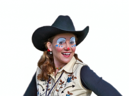 Cowgirl Rodeo Clown - women, fun, female, hats, models, entertainment, western, girls, cowgirls, style, rodeo