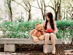 with her teddy