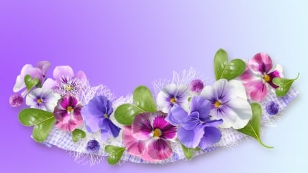 Pansies so Pretty - purple, persona theme, netting, summer, flowers, lavender, spring, pansies