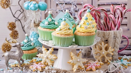 Muffins - biscuits, candles, pastries, decoration