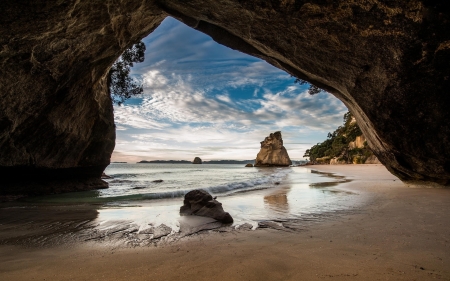 Cathedral Cove, New Zealand - nature, beach, cave, new zealand