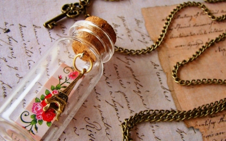 Charm on Chain - bottle, magic, Charm, chain