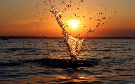 Throwing rock - abstract, water, photography, landscape, scene, HD, sunrise, reflection, dawn, sunset, nature, lake, dusk, wallpaper